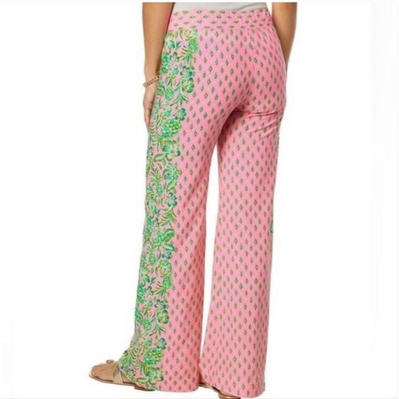 Lilly Pulitzer Elastic Waistband Wide Leg Palazzo Pants Pink & Green, XS - Picture 5 of 15